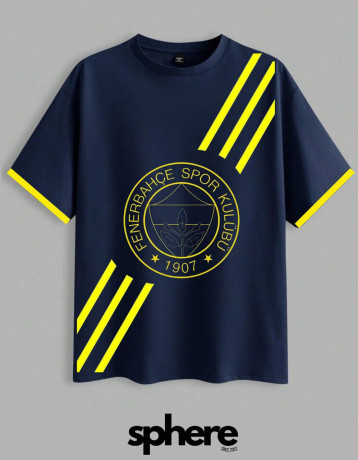 Fenerbahçe T-Shirt – Tünd Göy (Zolaqlı Loqo Dizayn)